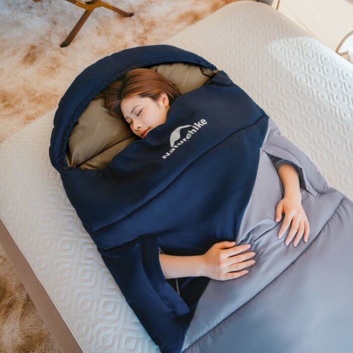 Спальник с капюшоном Naturehike Sunny Day PL02 U450 CNK2550WS028, (3,9 ° C), левый, голубовато-синий