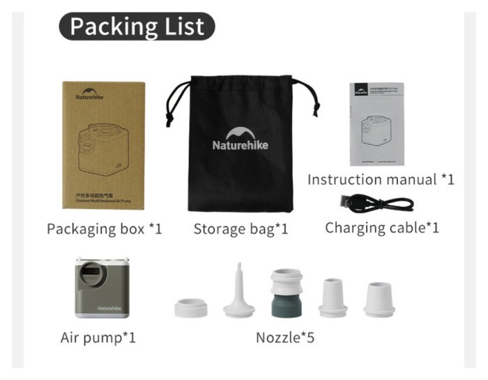 Багатофункціональний повітряний насос-ліхтар Naturehike CNK2550ZM012, зелений