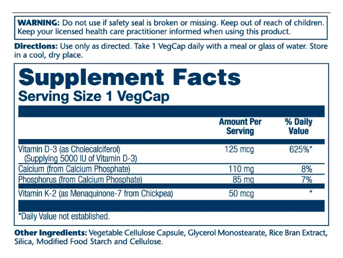 Vitamin D-3 & K-2 - 120 vcaps