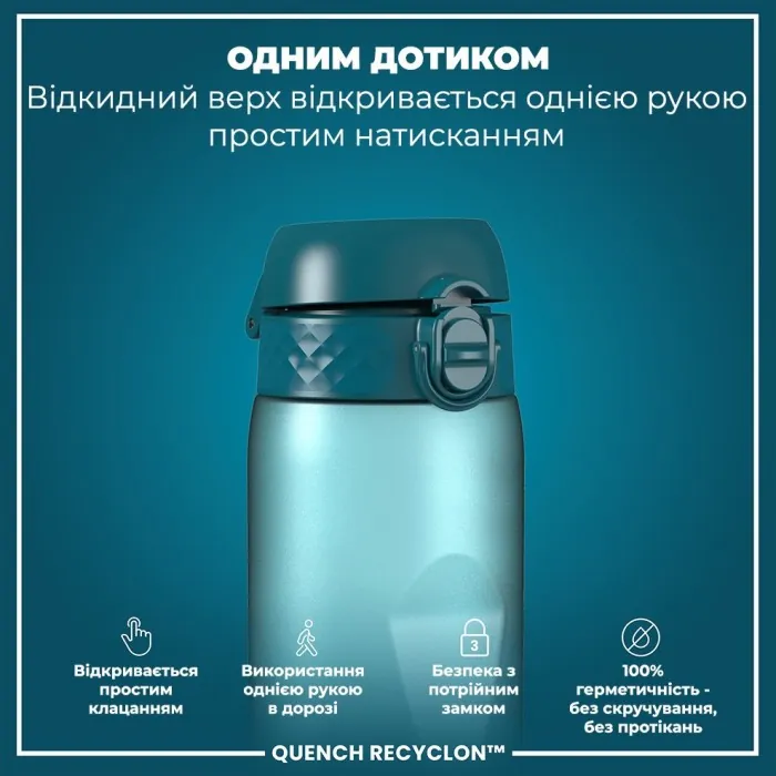 Бульба для води ION8 1000 мл. BPA Free, Times To Drink, (ЕКО пляшка) BPA Free, Teal & Blue