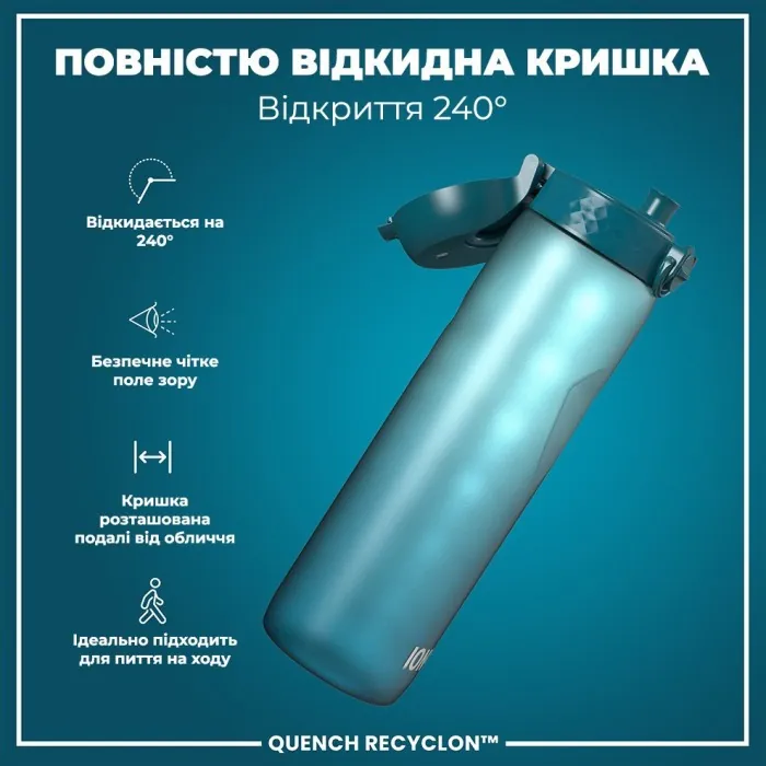 Бульба для води ION8 1000 мл. BPA Free, Times To Drink, (ЕКО пляшка) BPA Free, Teal & Blue