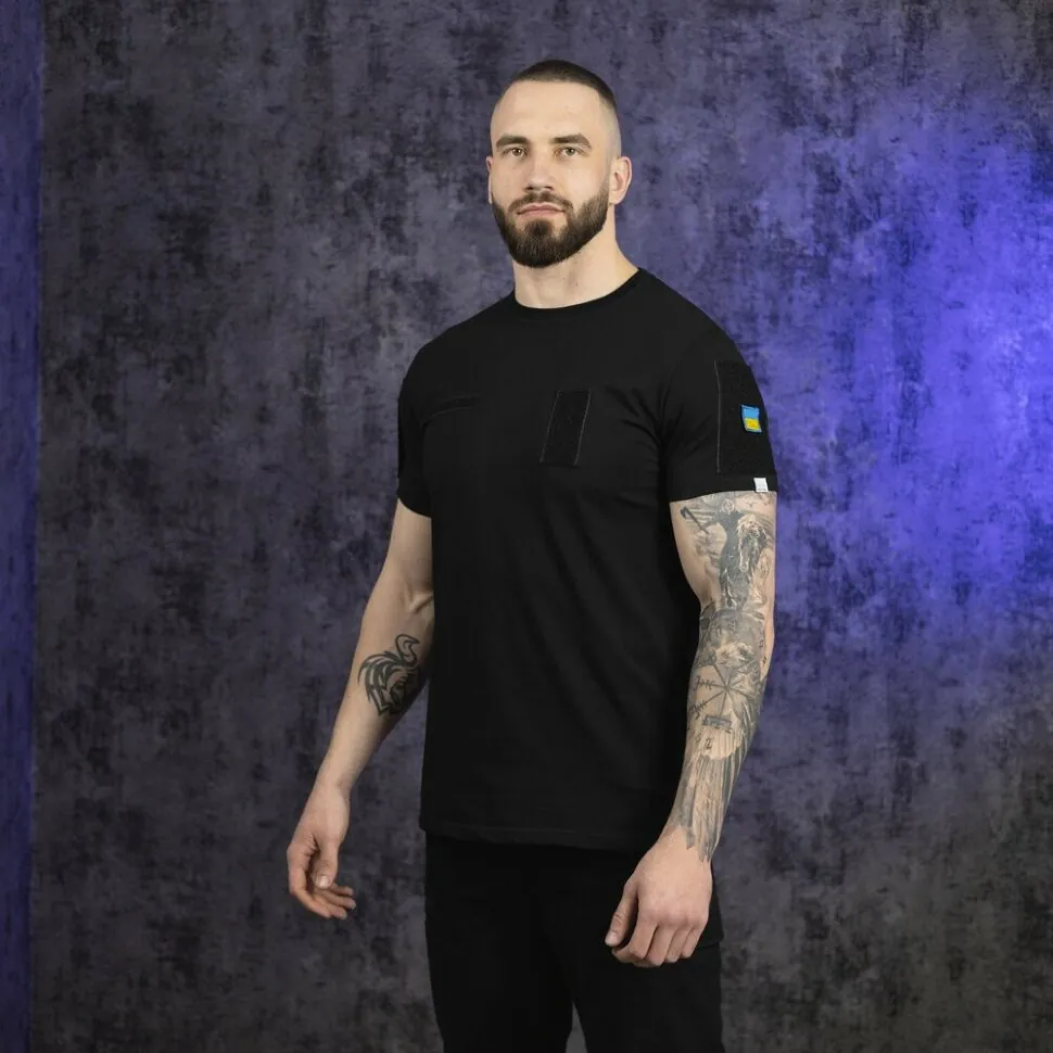 Футболка чоловіча однотонна чорна Pobedov Peremoga Військова (S)