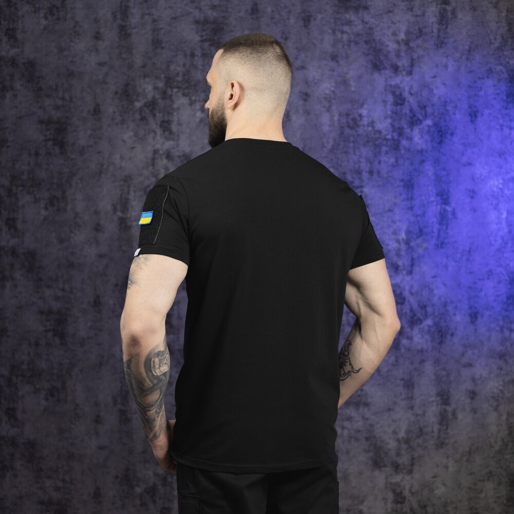 Футболка чоловіча однотонна чорна Pobedov Peremoga Військова, укр, укр