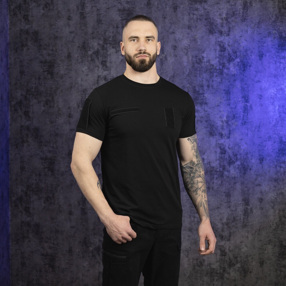 Футболка чоловіча однотонна чорна Pobedov Peremoga Військова, укр, укр