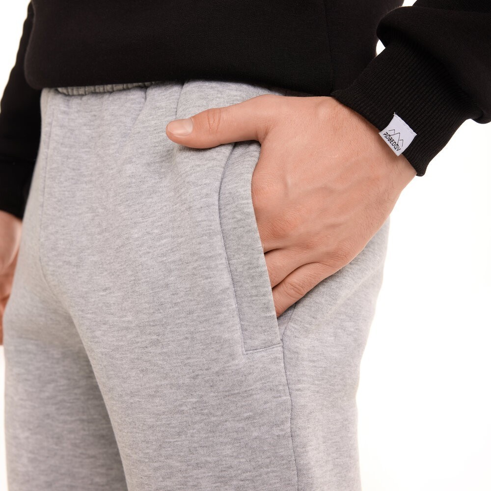 Чоловічі штани джогери з кишенями сірий меланж Pobedov 007 ЗИМА, укр, укр