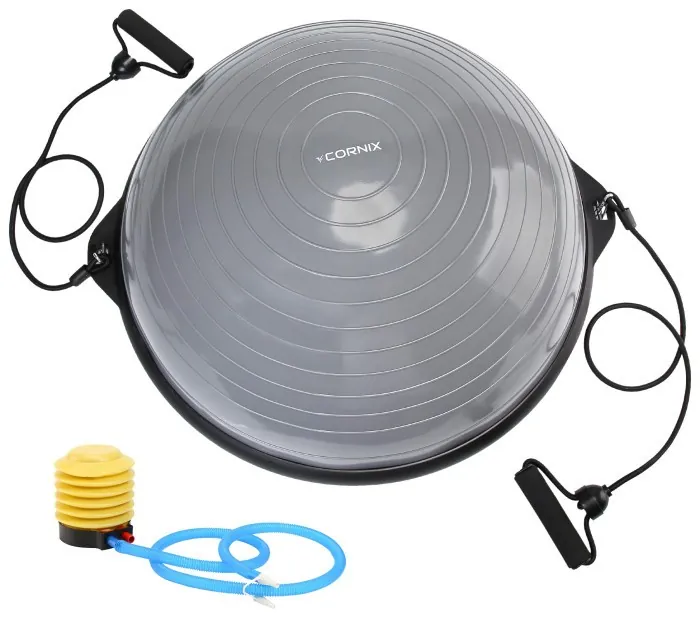 Балансувальна платформа (півсфера) Cornix Bosu Ball 58 см з еспандерами XR-0455 Grey