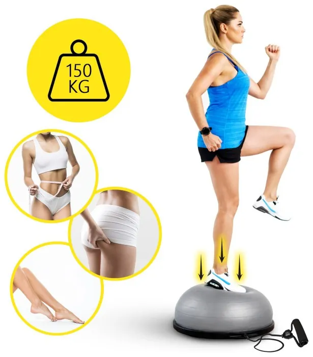 Балансувальна платформа (півсфера) Cornix Bosu Ball 58 см з еспандерами XR-0455 Grey
