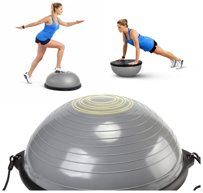Балансувальна платформа (півсфера) Cornix Bosu Ball 58 см з еспандерами XR-0455 Grey