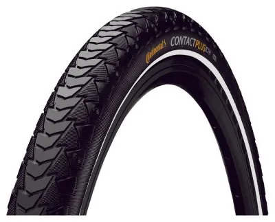 Покришка Continental Contact Plus, 28 " | 700 x 35C | 28 x 1 3/8 x 1 5/8, Чорна, не складна, світловідбиваюча