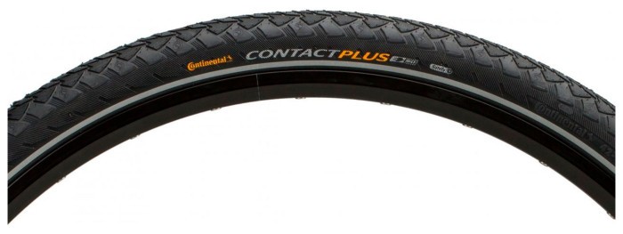 Покришка Continental Contact Plus, 28 " | 700 x 35C | 28 x 1 3/8 x 1 5/8, Чорна, не складна, світловідбиваюча