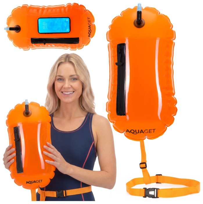 Буй для плавання Aquaget 2 в 1 20 л надувний AQ0038 Orange