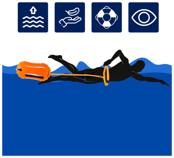 Буй для плавання Aquaget 2 в 1 20 л надувний AQ0038 Orange