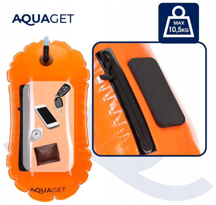 Буй для плавання Aquaget 2 в 1 20 л надувний AQ0038 Orange