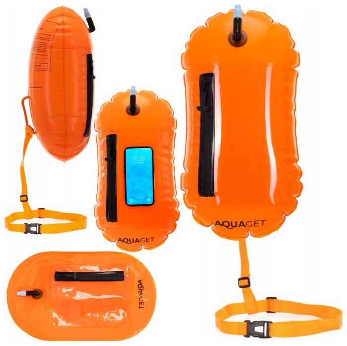 Буй для плавання Aquaget 2 в 1 20 л надувний AQ0038 Orange