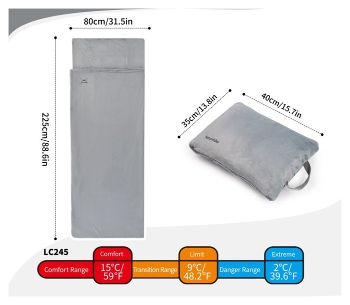 Спальный мешок - подушка Naturehike CNK2300SD022, светло-серый