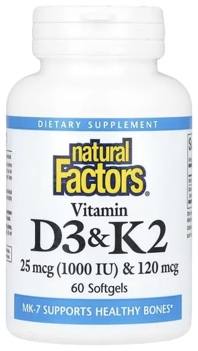 Vitamin D3 & K2 25 mcg (1000 IU) & 120 mcg - 60 softgels