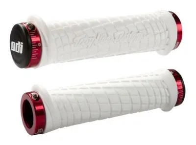 Гріпси ODI Troy Lee Designs Signature  MTB Lock-On Bonus Pack White w/Red Clamps (білі з червоними замками)