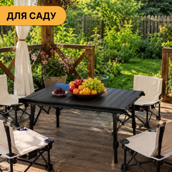 Розкладний туристичний стіл LEOBRO Pro Camp Black Alu (LB-1064)
