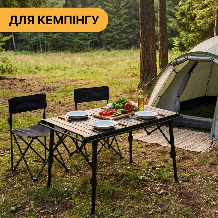 Розкладний туристичний стіл LEOBRO Pro Camp Black Alu (LB-1064)