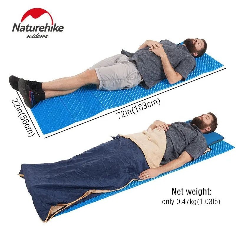Килимок туристичний складаний одномісний IXPE Naturehike NH19QD008 з алюмінієвою плівкою, 185x56x1.8 см, жовтий для походів, укр, укр