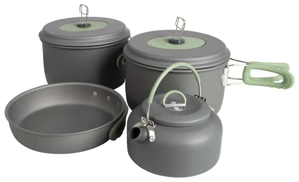 Набір посуду Bo-Camp Explorer XL 4 Pieces Hard Anodized Grey/Green (2200249) (DSM_DAS302116)