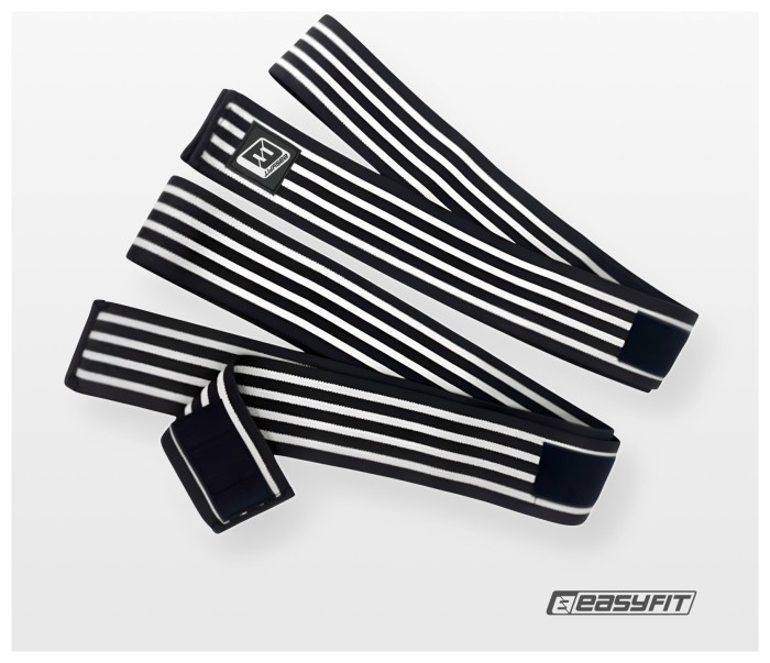 Бинт для присідань EasyFit фіксатор колінного суглоба (чорно-білий)