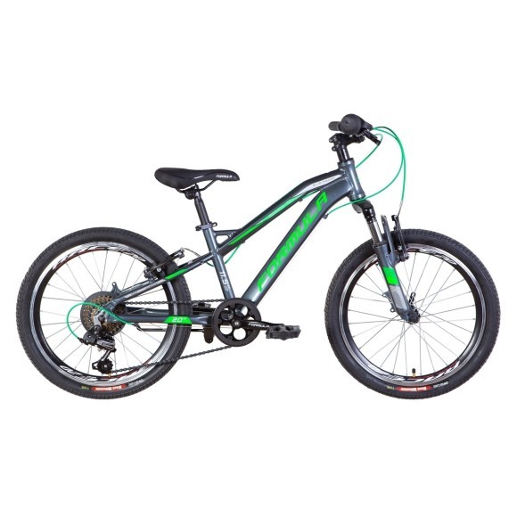 Велосипед AL 20" Formula BLACKWOOD AM Vbr рама-2022 (темно-сріблястий із зеленим)