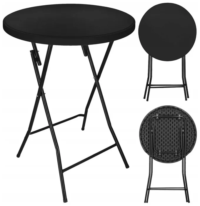 Стол садовый кейтеринговый Springos 80 см круглый, складной GF0110 Black