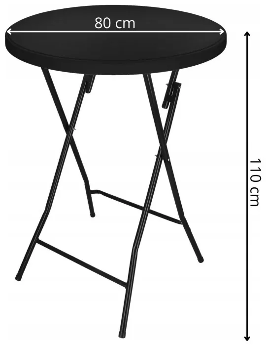Стол садовый кейтеринговый Springos 80 см круглый, складной GF0110 Black