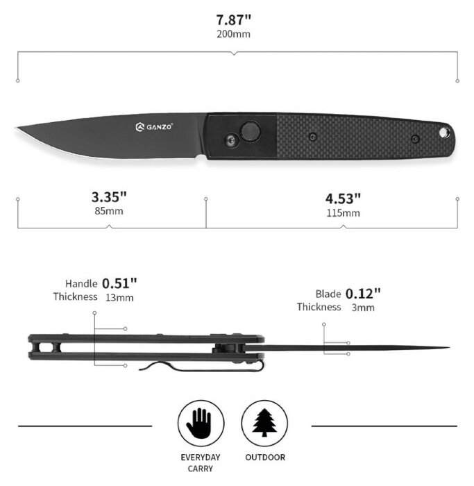 Ніж складаний Ganzo G721-B чорний клинок, укр, укр