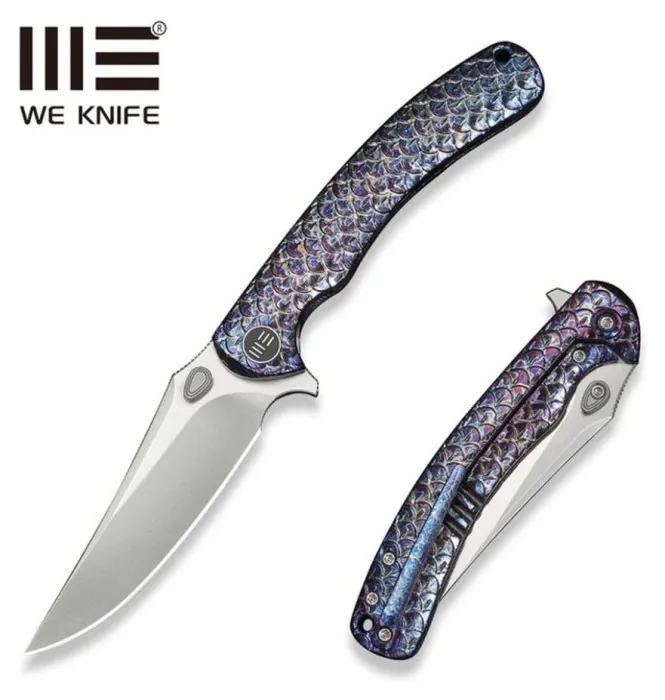 Нож складной туристический Weknife Dracarys, (9.1 см) Böhler M390 / титан 6AL4V пламенный
