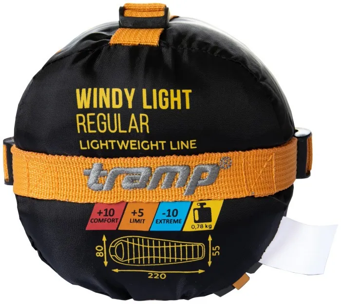 Спальный мешок Tramp Windy Light кокон левый yellow/grey 220/80-55 UTRS-055