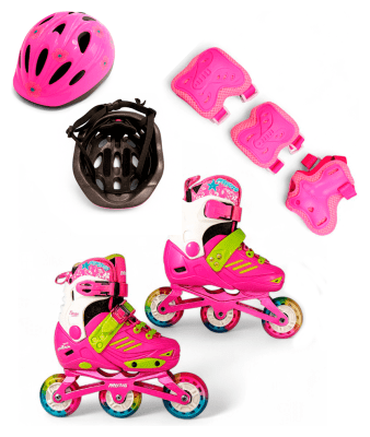 Набір для катання (ролики + захист + шолом) (рожевий)