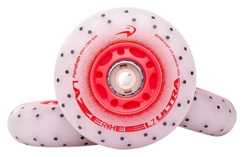 Сяючі колеса для роликів Flying Eagle Lazerwheelz Ultra+Sparks 88A 4 шт червоні