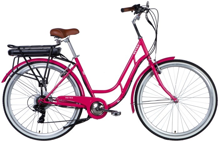 Велосипед з електроприводом 28" ST Dorozhnik eRETRO Vbr FR рама-19" 36B 12.5А*г 500Вт рожевий YS 7452 2025, укр, укр