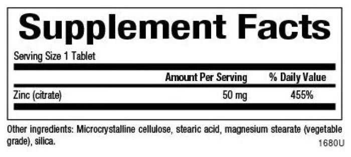 Zinc Citrate 50mg - 90 tabs