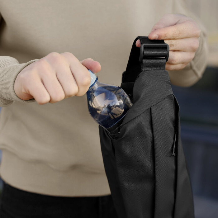 Чоловіча бананка нейлонова сумка чорна Pobedov Just