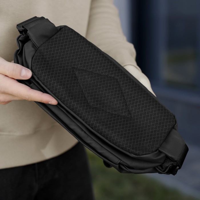 Чоловіча бананка нейлонова сумка чорна Pobedov Just, укр, укр