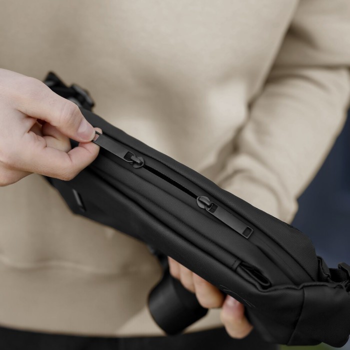 Чоловіча бананка нейлонова сумка чорна Pobedov Just, укр, укр