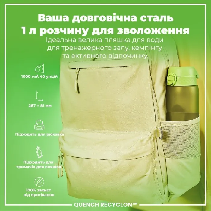 Картофель для воды ION8 1000 мл. (ЭКО бутылка) BPA Free, Green
