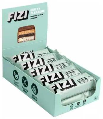 FIZI Chocolate Bar - 10х45g Coconut Cookie-Almond (Пошкоджена упаковка)