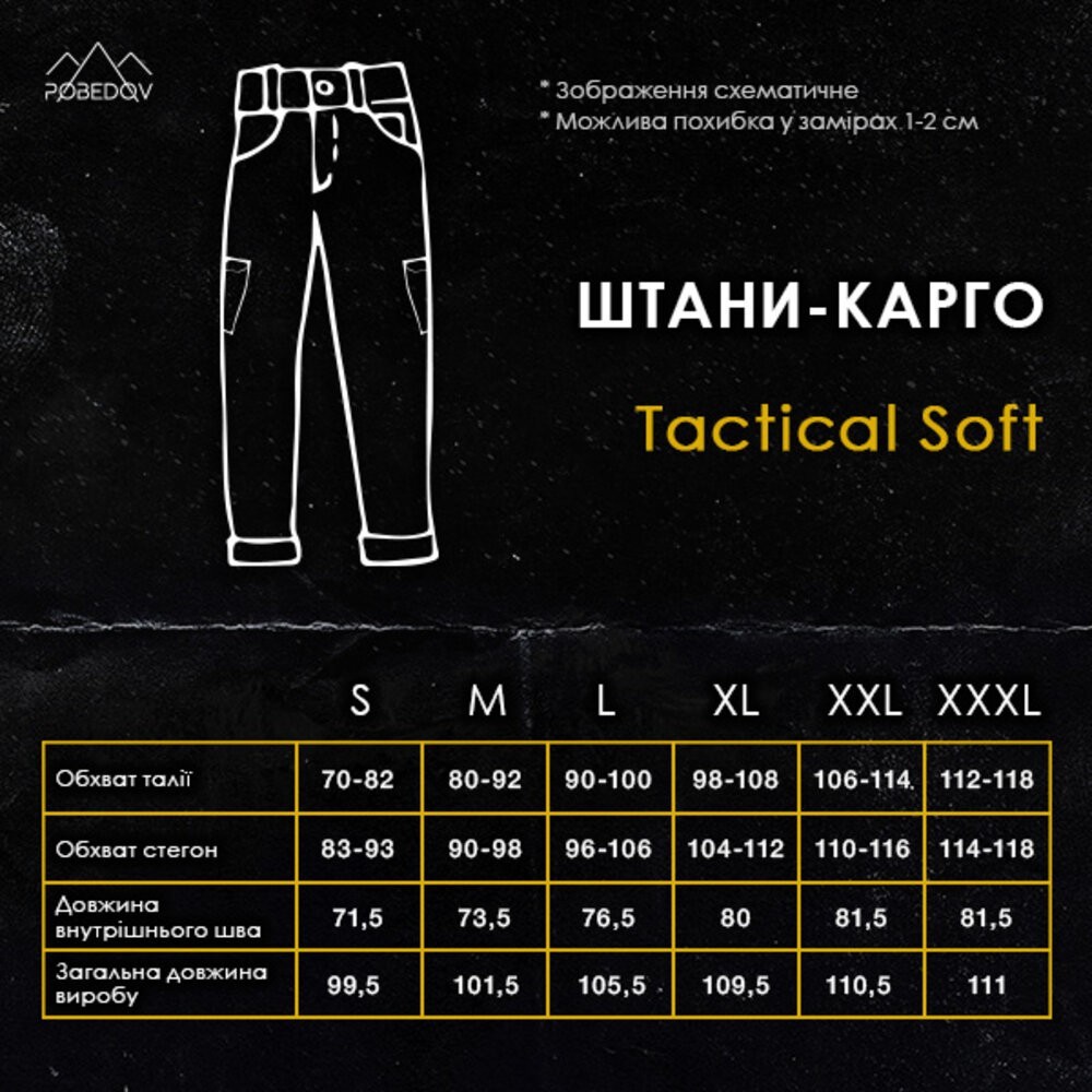 Штани карго чоловічі весняні з кишенями темно-сині Pobedov Tactical Soft
