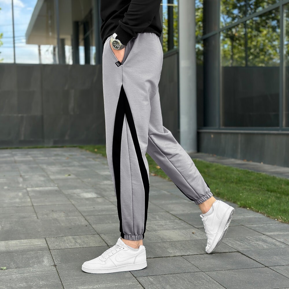 Чоловічі сталеві джогери з чорними вставками Pobedov Shade