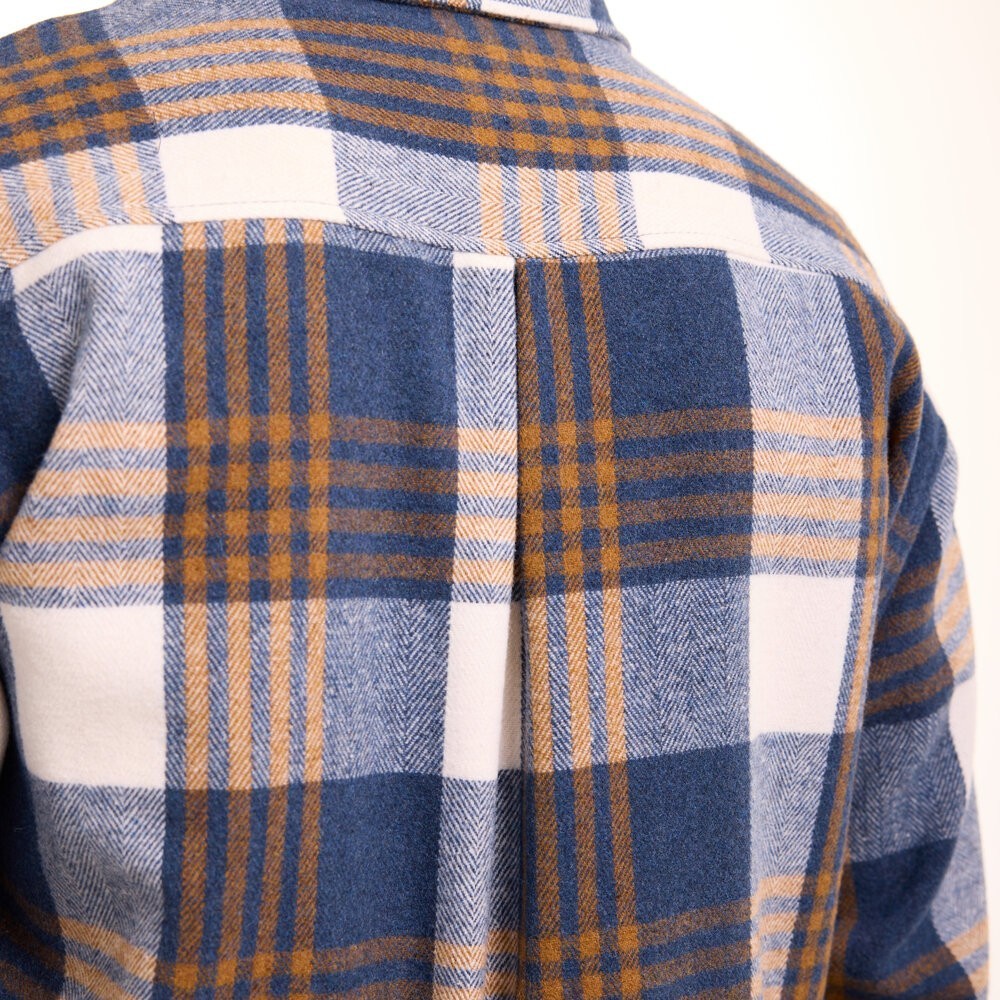 Теплая мужская рубашка в клетку Pobedov Tartan. Рубашка осенняя синяя