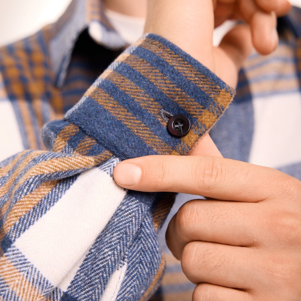 Теплая мужская рубашка в клетку Pobedov Tartan. Рубашка осенняя синяя