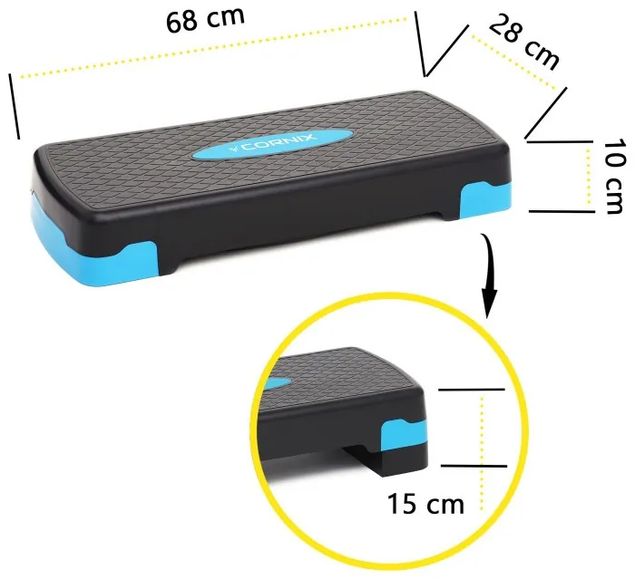 Степ-платформа 2-ступінчаста Cornix 68 х 28 х 10-15 см XR-0191 Black/Blue