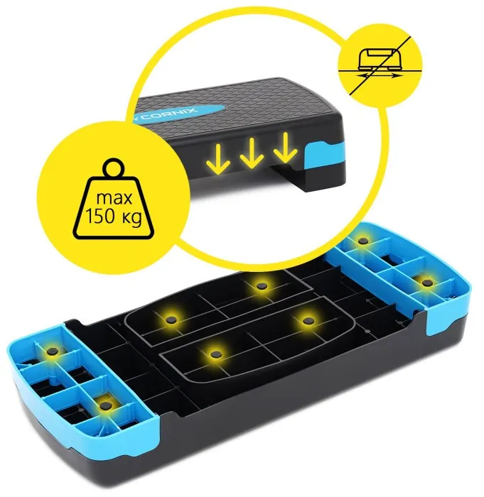Степ-платформа 2-ступінчаста Cornix 68 х 28 х 10-15 см XR-0191 Black/Blue