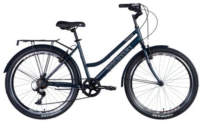 Велосипед ST 26" Discovery PRESTIGE WOMAN Vbr рама-" с багажником задн St с крылом St 2024 (темно-синий (м))