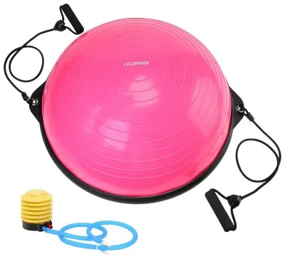 Балансировочная платформа (полусфера) Cornix Bosu Ball 58 см с эспандерами XR-0456 Pink