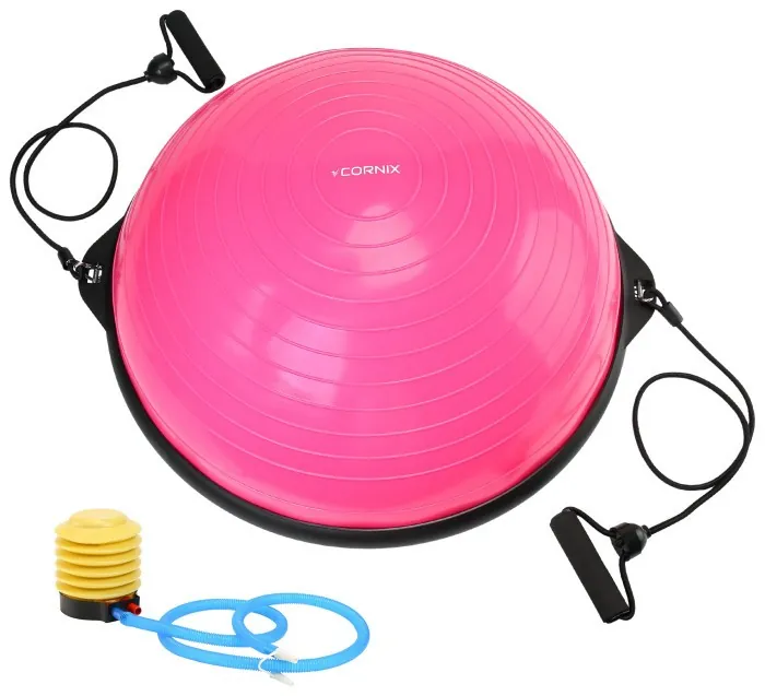 Балансировочная платформа (полусфера) Cornix Bosu Ball 58 см с эспандерами XR-0456 Pink